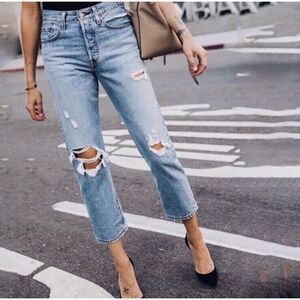 LEVI'S Premium‎ wedgie straight authentically yours jeans Women 29 Distressed